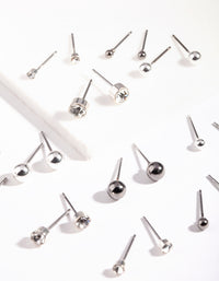 Silver Diamante Tiny Graduated Black Earrings 12-Pack - link has visual effect only