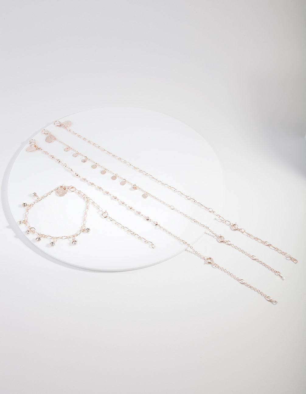 Rose Gold Disc Bracelet Anklet 4-Pack