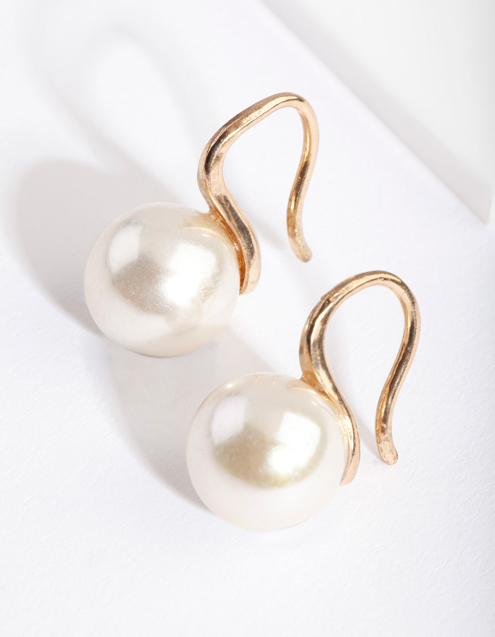 Gold Pearl Hook Earrings
