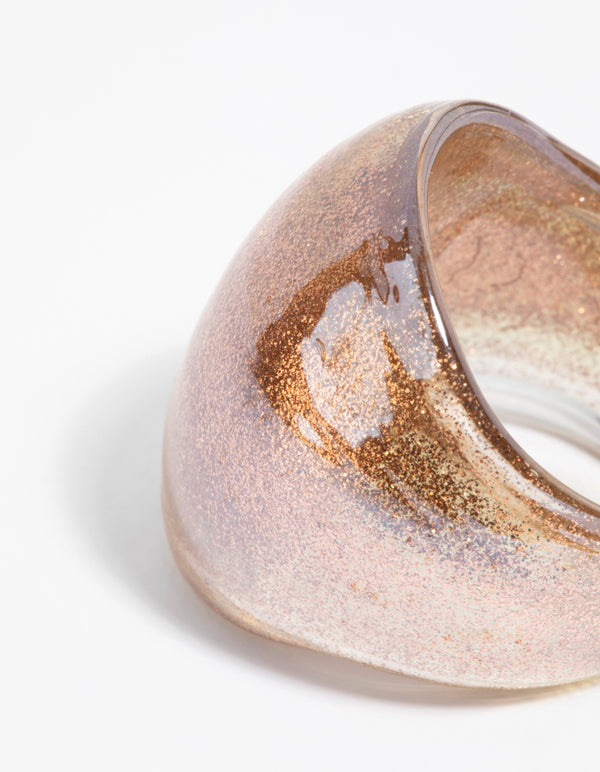 Bronze Glitter Dome Ring