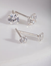 Sterling Silver Diamante Earring Pack - link has visual effect only