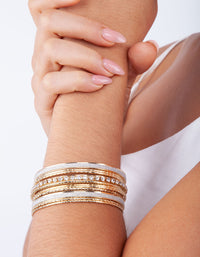Mixed Gold & Diamante Stackable Bangle 20 Piece Set - link has visual effect only