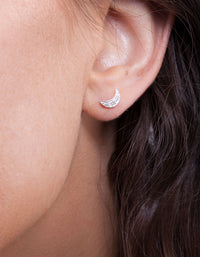 Sterling Silver Moon & Star Diamante Studs - link has visual effect only