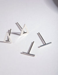 Sterling Silver Triangle Bar Earrings Duo - link has visual effect only