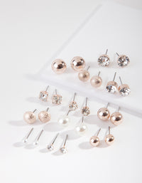 Rose Gold Diamante Pearl Earring 12-Pack - link has visual effect only