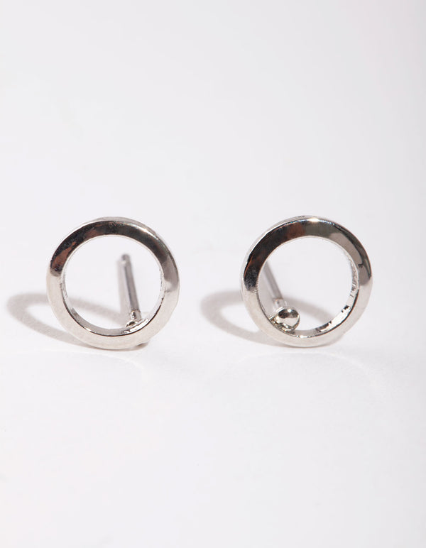 Silver Mini Open Circle Stud Earrings