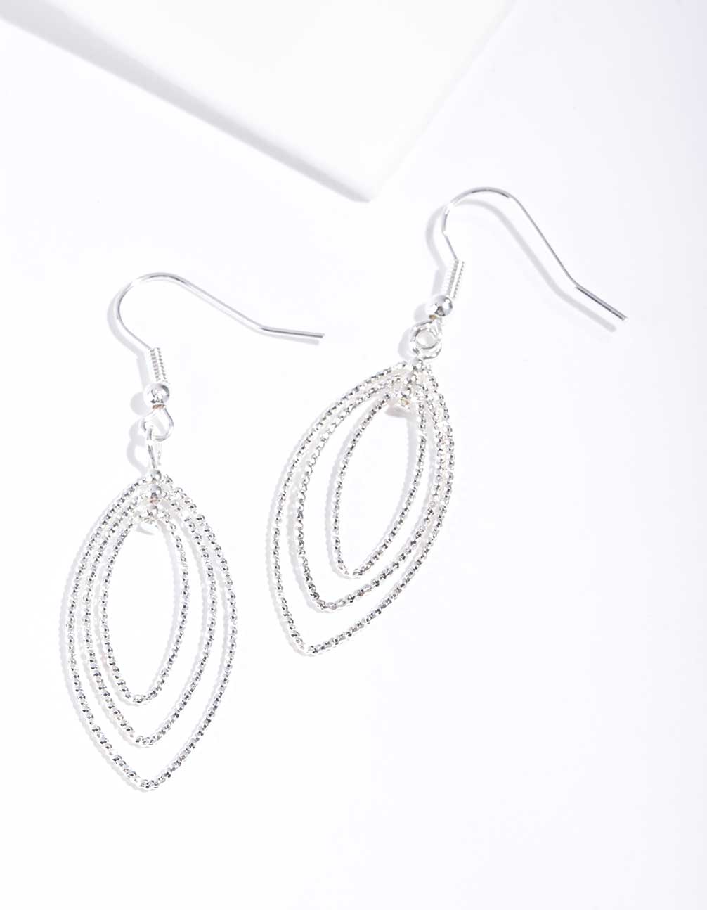 Silver Textured Layered Geo Earrings