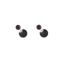 Silver Black Round Sandwich Stud Earrings - link has visual effect only