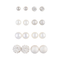 Silver Ball Pearlised Bead Mixed Stud 8-Pack - link has visual effect only