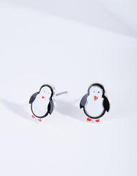 Silver Black & White Penguin Stud Earrings - link has visual effect only