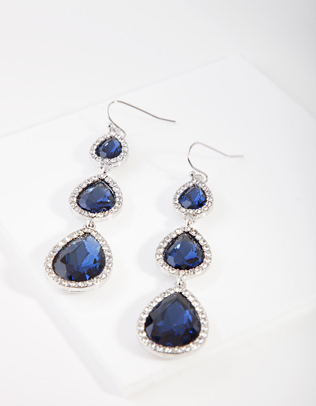 Silver Diamante Teardrop Earrings