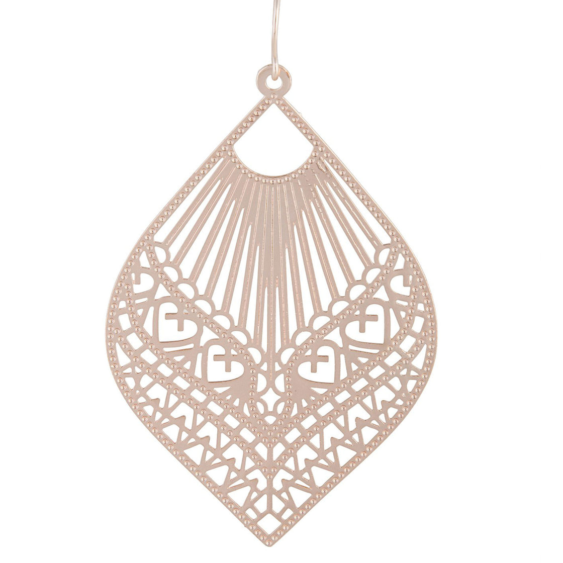 Rose Gold Heart Stamp Drop Earrings