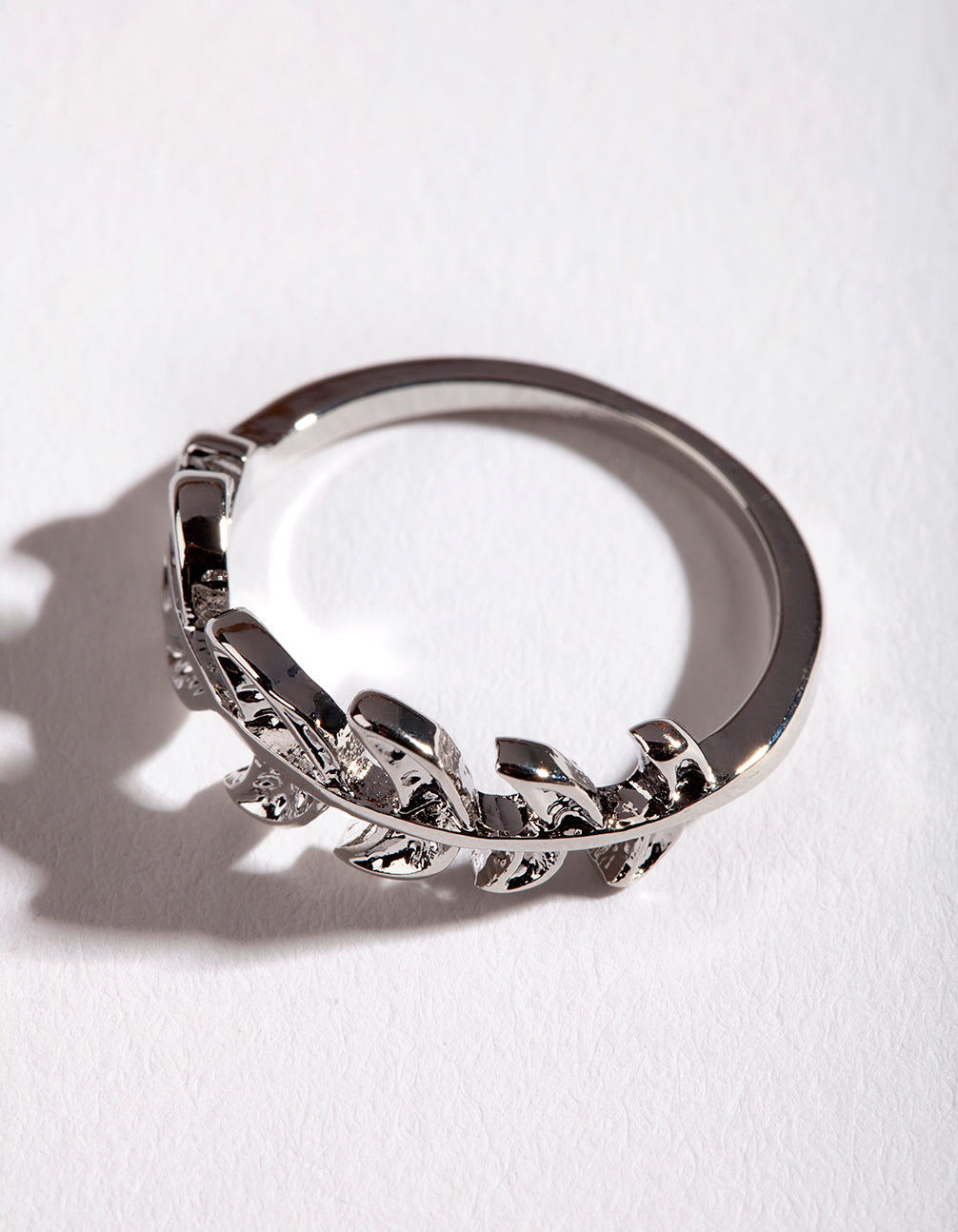 Silver Leaf Band Ring
