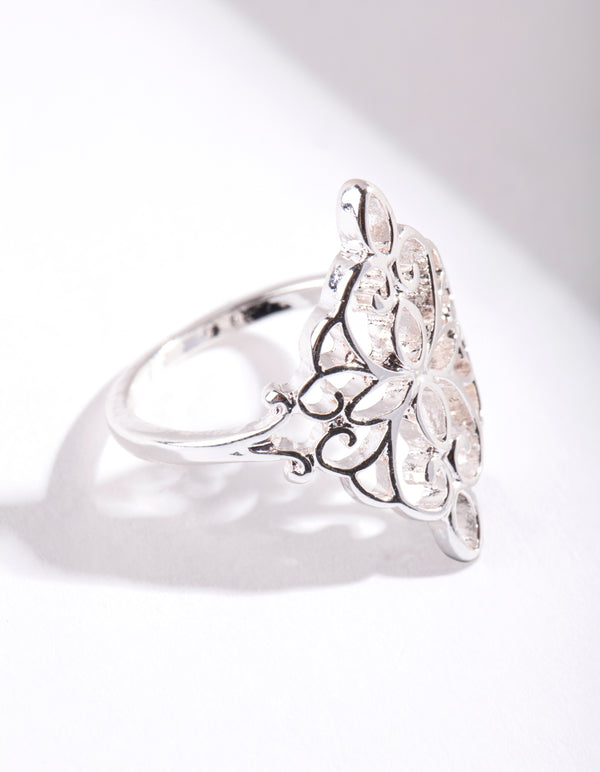 Silver Metal Filigree Ring