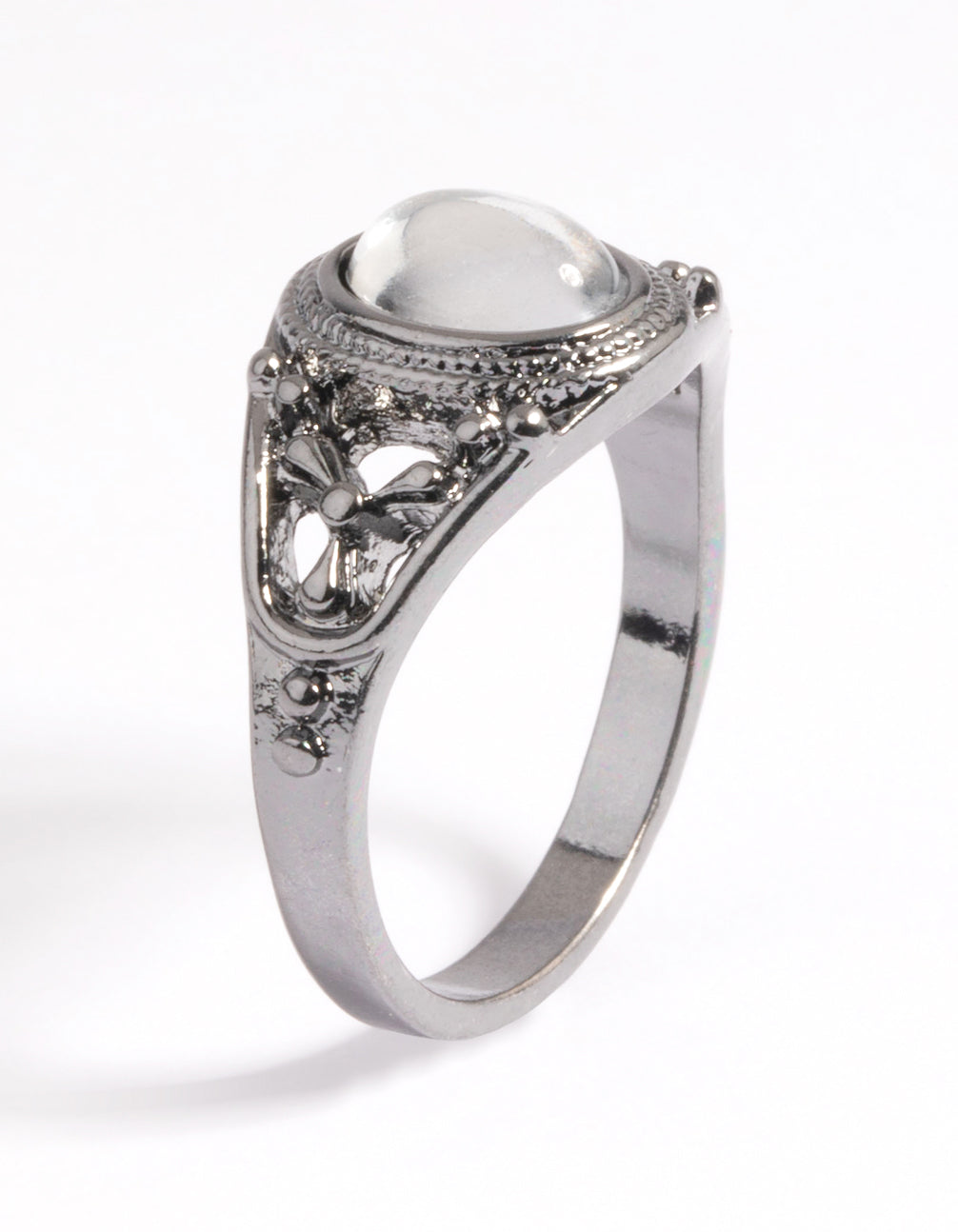 Gunmetal Vintage Stone Ring