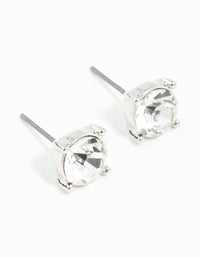 Silver 2 Carat Glass Stud Earrings - link has visual effect only