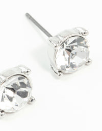 Silver 2 Carat Glass Stud Earrings - link has visual effect only