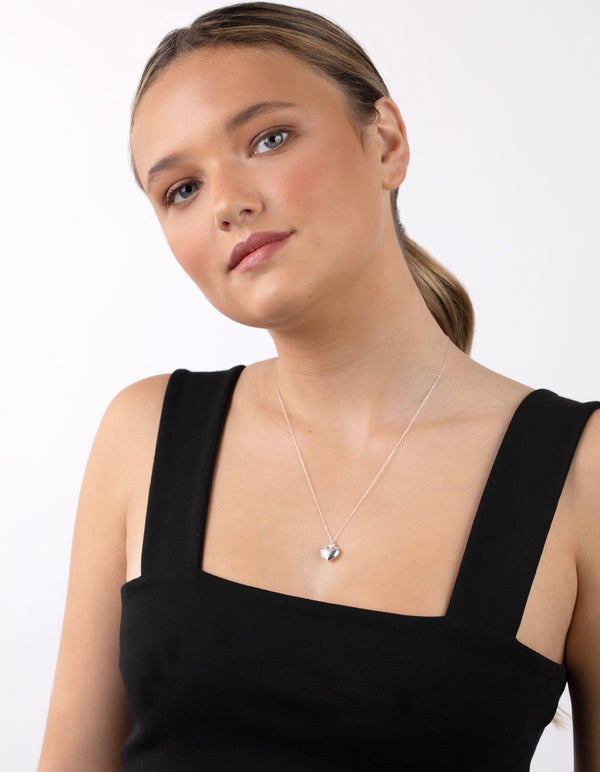 Sterling Silver Heart Locket Pendant Necklace