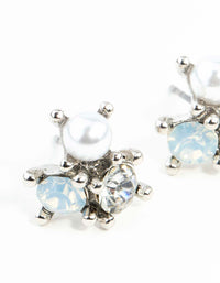Silver Stone & Pearl Cluster Earrings - link has visual effect only