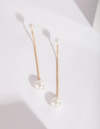 Gold Snake Pearl Chain Earrings - link has visual effect only