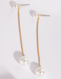 Gold Snake Pearl Chain Earrings - link has visual effect only