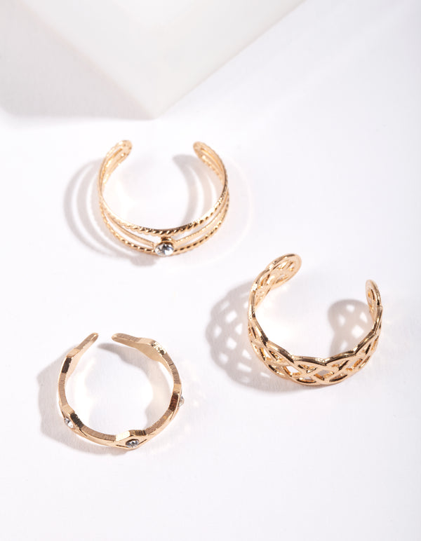 Gold Lattice Toe Ring Pack