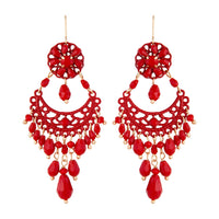 Red Beaded Chandelier Drop Earrings - link has visual effect only