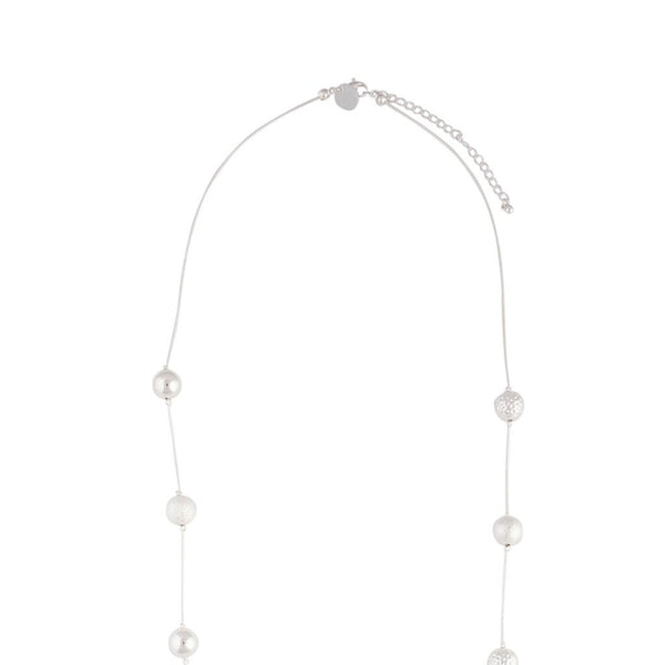 Mixed Silver Ball Station Necklace