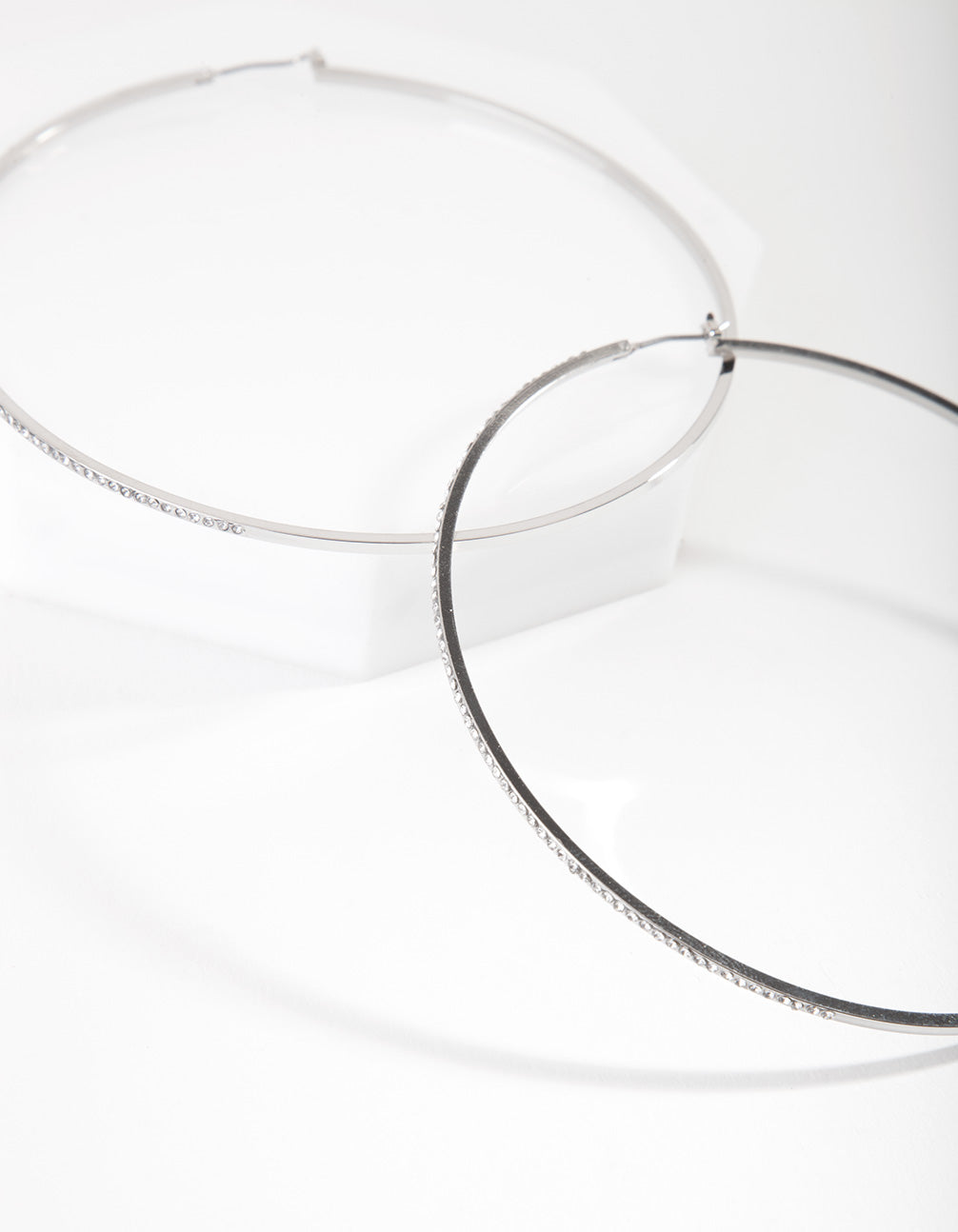 Rhodium Fine Crystal 8cm Hoop Earrings