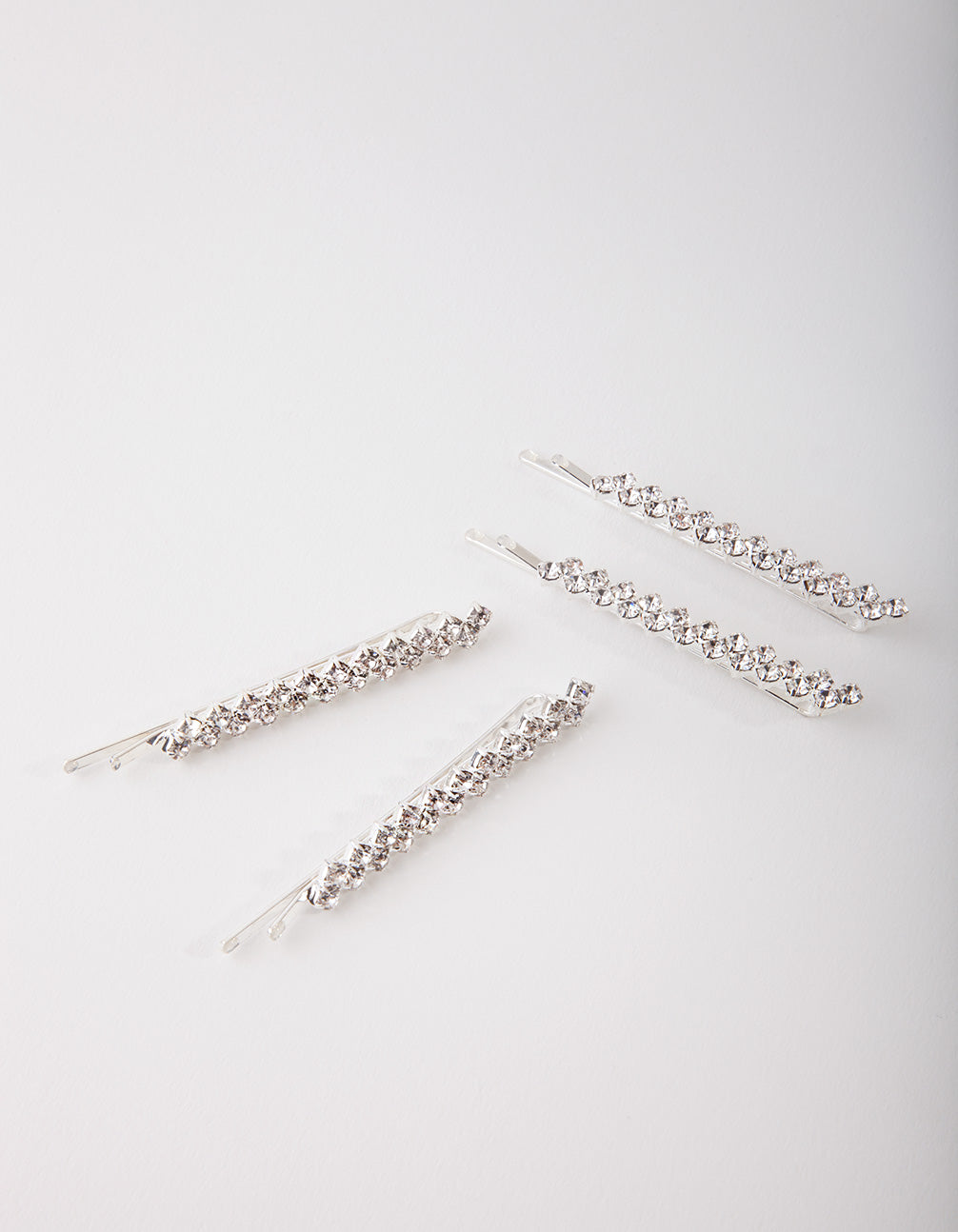 Diamante Zig Zag Pins 4-Pack In Silver