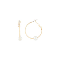 Polished Gold Pearl Hoop Earrings - link has visual effect only