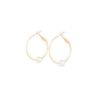 Polished Gold Pearl Hoop Earrings - link has visual effect only