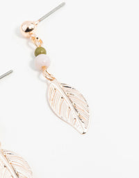 Rose Gold Textured Leaf Drop Earrings - link has visual effect only