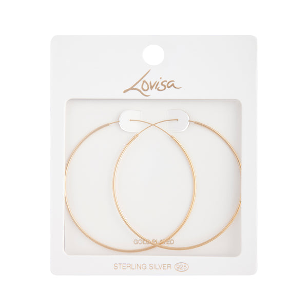 Gold Plated Sterling Silver Fine 60mm Hoop
