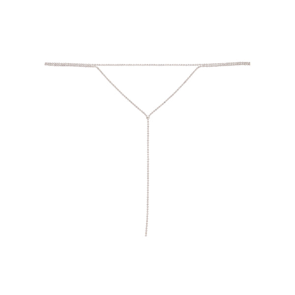 Silver Cup Chain Diamante Layered Choker