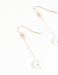 Rose Gold Fine Stick & Pearl Drop Earrings - link has visual effect only