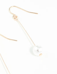 Rose Gold Fine Stick & Pearl Drop Earrings - link has visual effect only