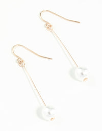 Rose Gold Fine Stick & Pearl Drop Earrings - link has visual effect only
