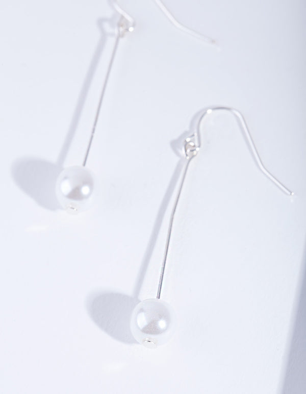Fine Silver Pin & Pearl Drop Earrings