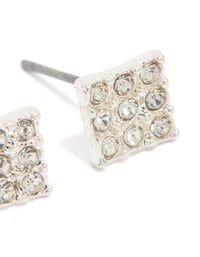 Silver Pave Diamante Square Stud Earrings - link has visual effect only