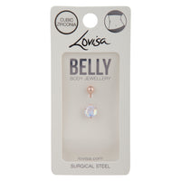 Rose Gold Belly Bar With Iridescent Cubic Zirconia - link has visual effect only