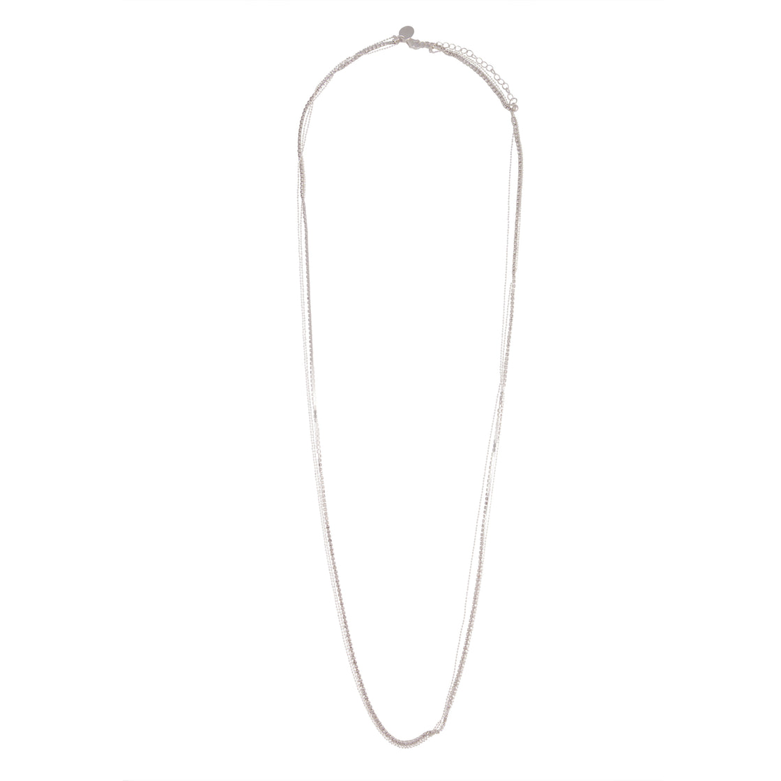 Silver Layered Diamante Chain Necklace