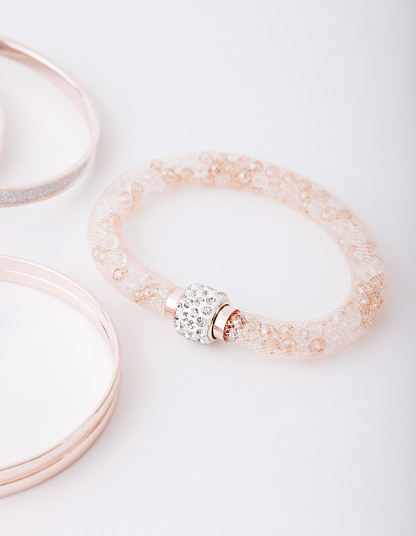 Dressy Mesh & Glitter Bangle Pack