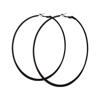 Black Fine Flat Edge Hoop Earrings - link has visual effect only