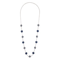 Navy Gunmetal Wrapped Bead Station Necklace - link has visual effect only