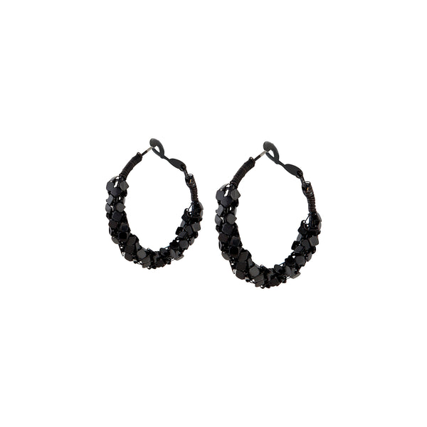 Black Chainmail Hoop Earrings