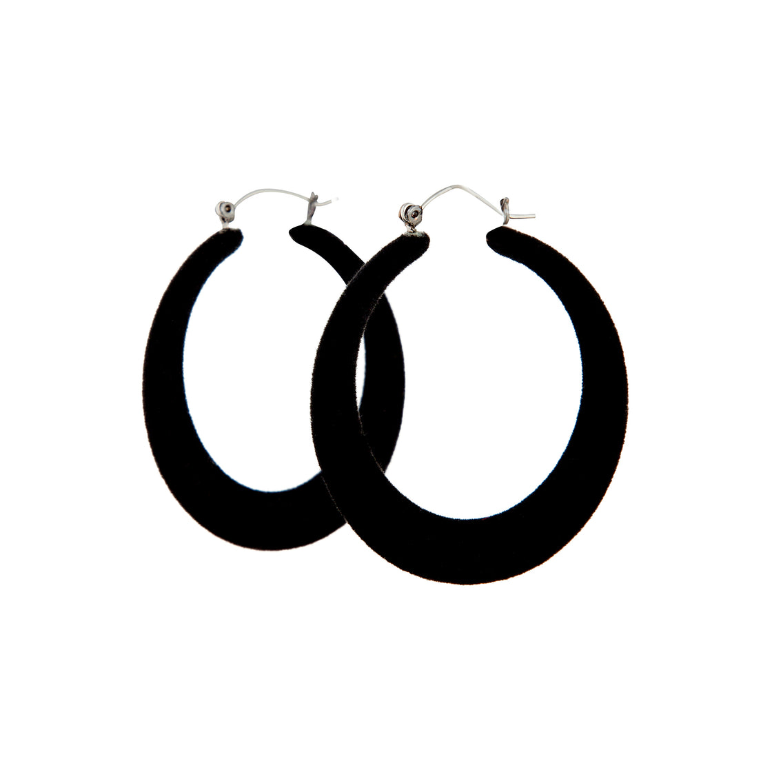 Black Flocked Hoop Earrings