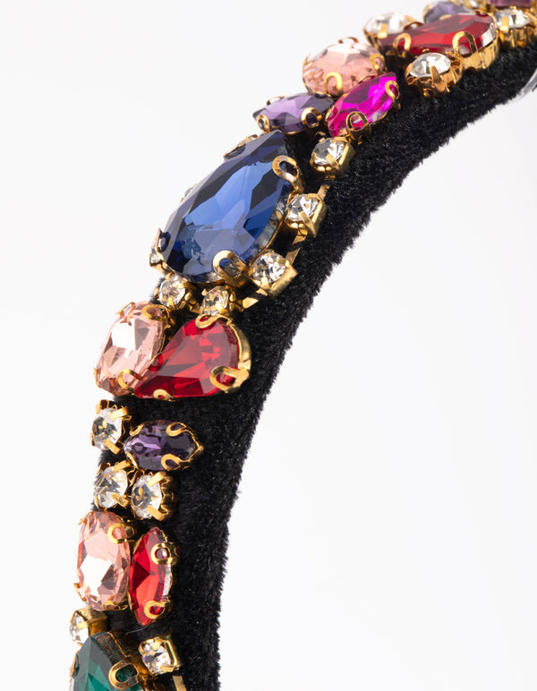 Fuzzy Multi-Coloured Jewel Headband