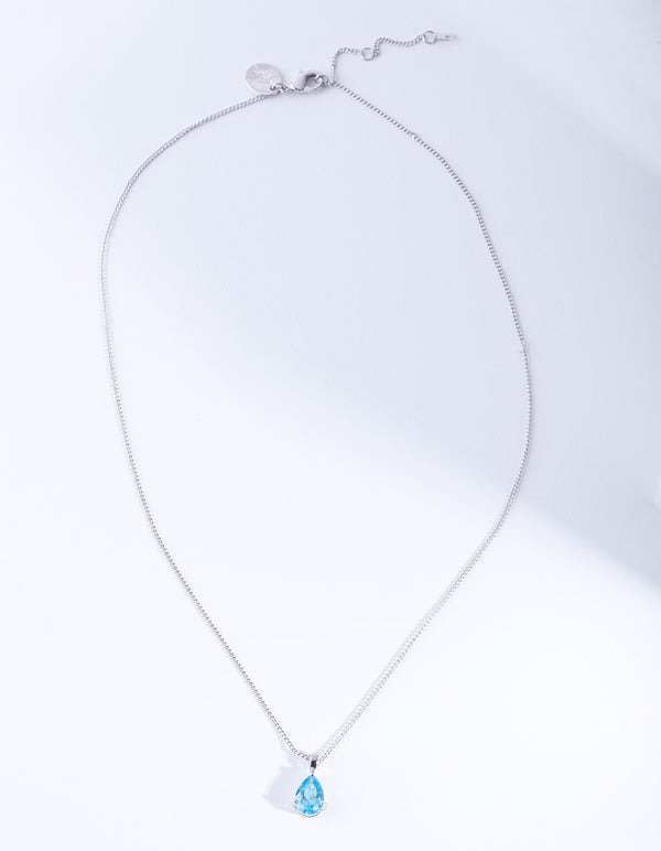 Aqua Pear Crystal Necklace