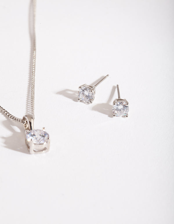 Round Crystal Necklace & Earrings Set